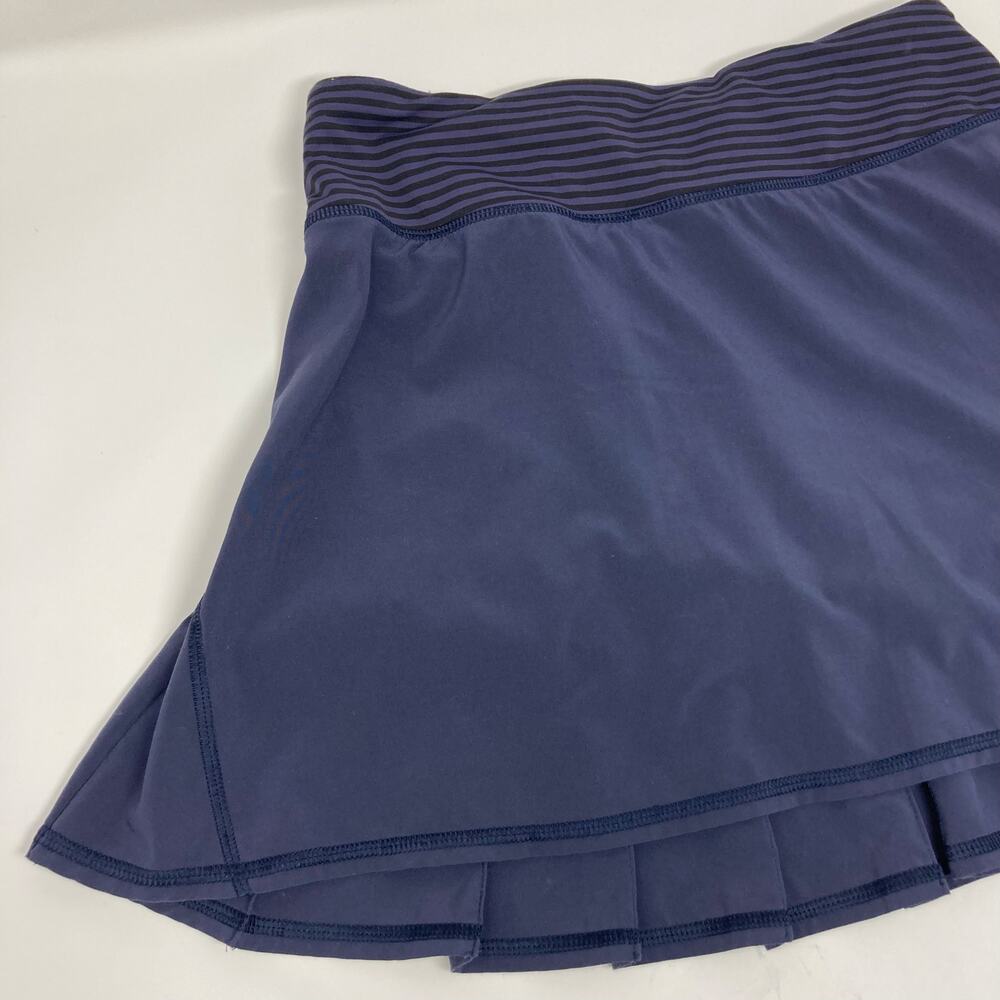 Lululemon Run Pace Setter Skirt Skort Ruffle Tennis Golf Sz 2 Stripe Cadet Blue - Picture 15 of 16